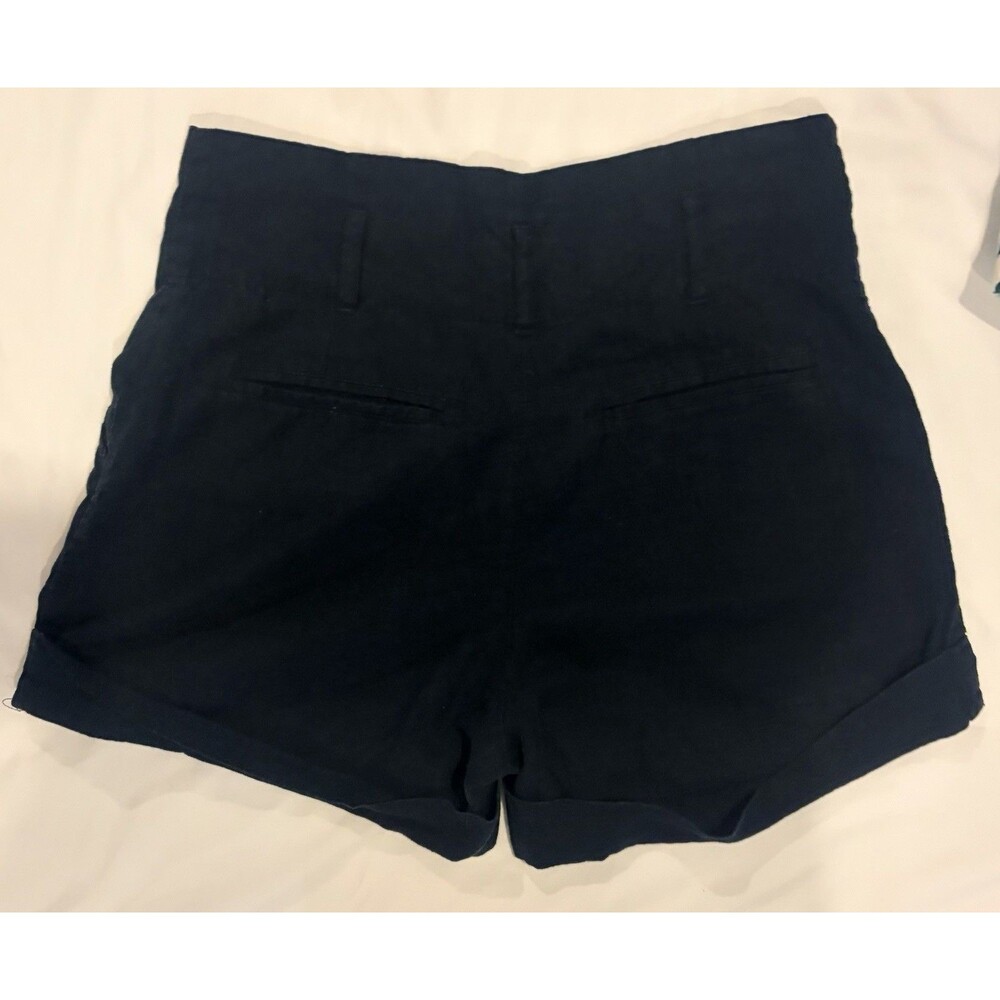 I Love H81 Navy Blue Womens Size 26 Linen Blend Cuffed Casual Summer Shorts